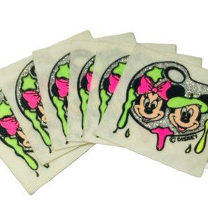 Lot of 6 Disney Mickey Minnie Paint Felt Patch Craft 2.75 Inch White Squares